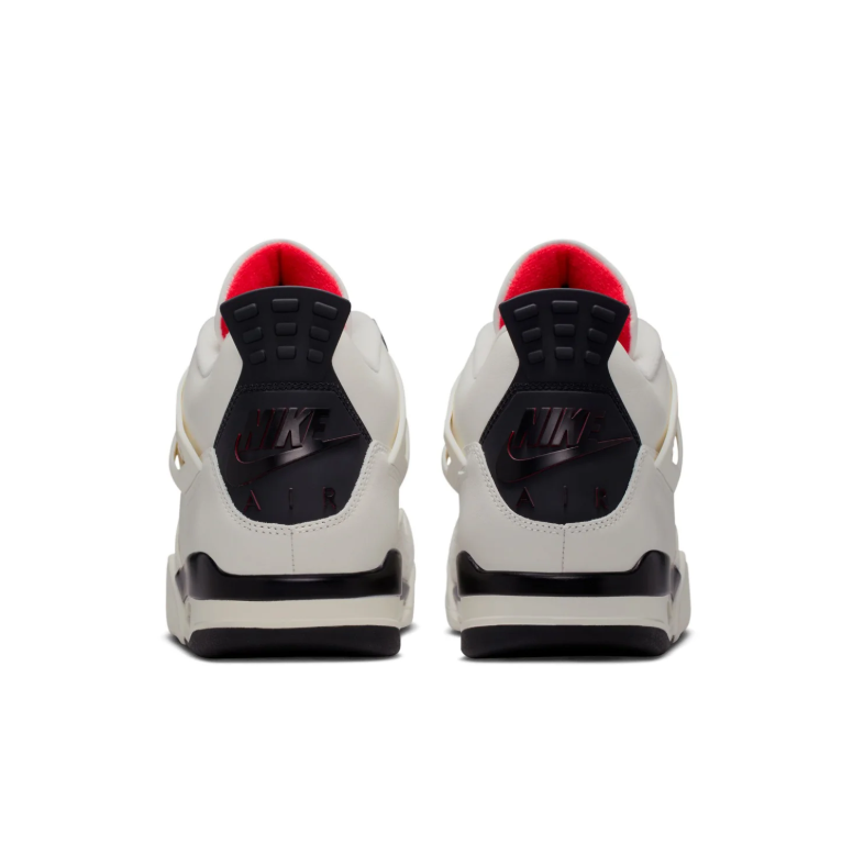 Air Jordan 4 Sneakers - Off-White and Black with Red Accents