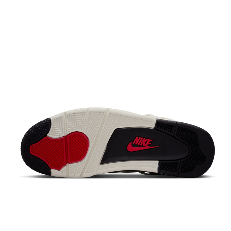 Air Jordan 4 Sneakers - Off-White and Black with Red Accents