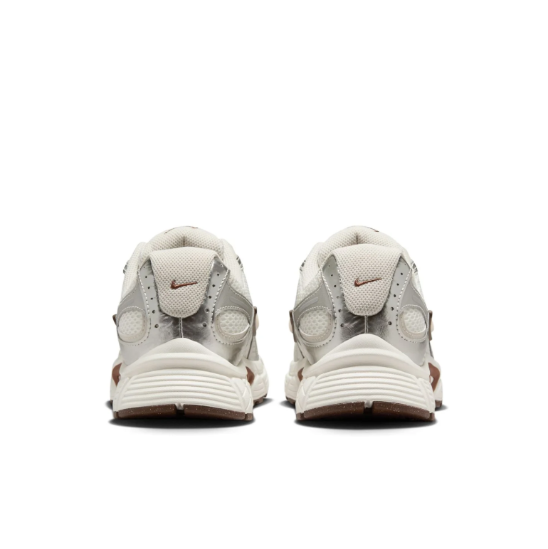 Nike Sneakers - Cream and Metallic Silver with Brown Accents