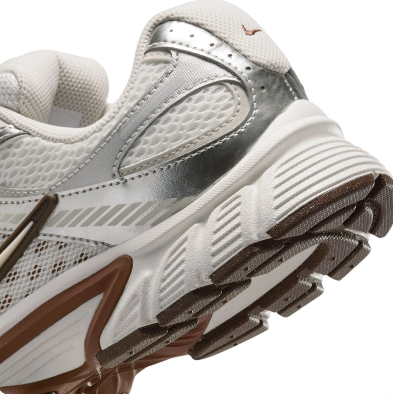 Nike Sneakers - Cream and Metallic Silver with Brown Accents
