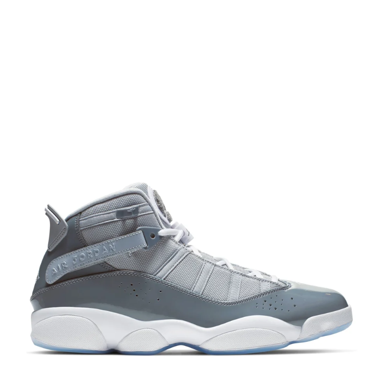 Jordan High-Top Sneakers - Gray and White with Icy Blue Sole