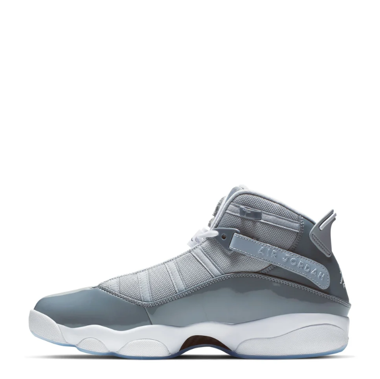 Jordan High-Top Sneakers - Gray and White with Icy Blue Sole