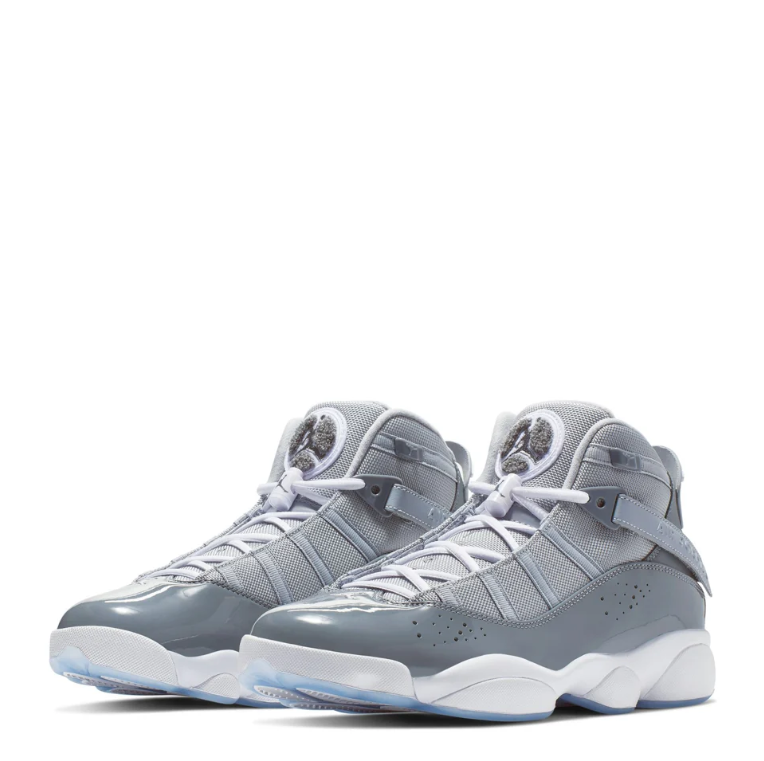 Jordan High-Top Sneakers - Gray and White with Icy Blue Sole