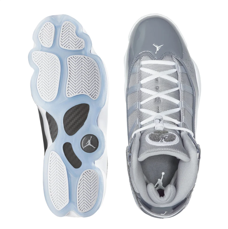 Jordan High-Top Sneakers - Gray and White with Icy Blue Sole