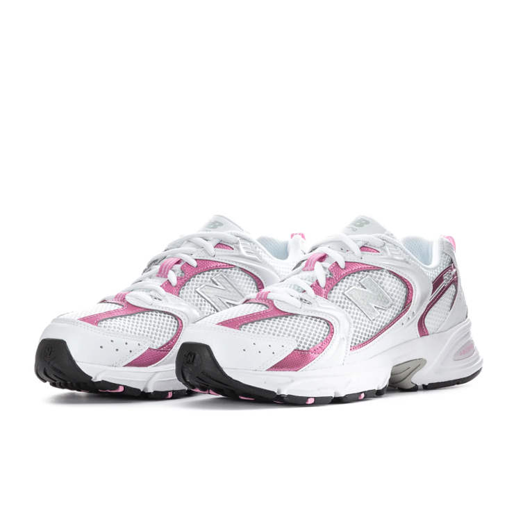 New Balance 530 Sneakers - White and Metallic Pink
