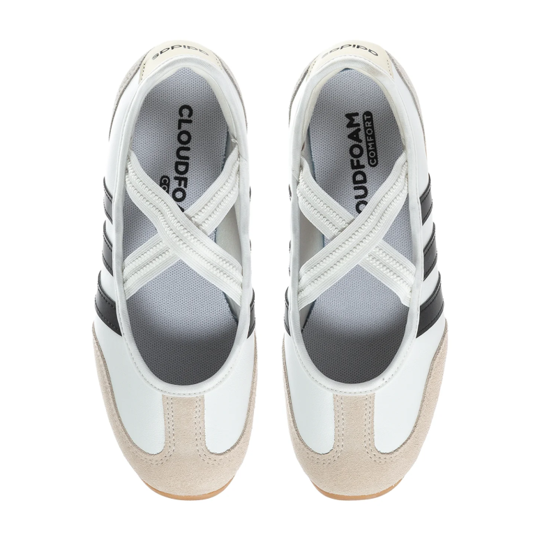 adidas Cross-Strap Ballet Sneakers - White, Black and Gum