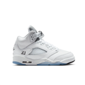 Air Jordan 5 Sneakers - White with Black Accents and Icy Blue Sole