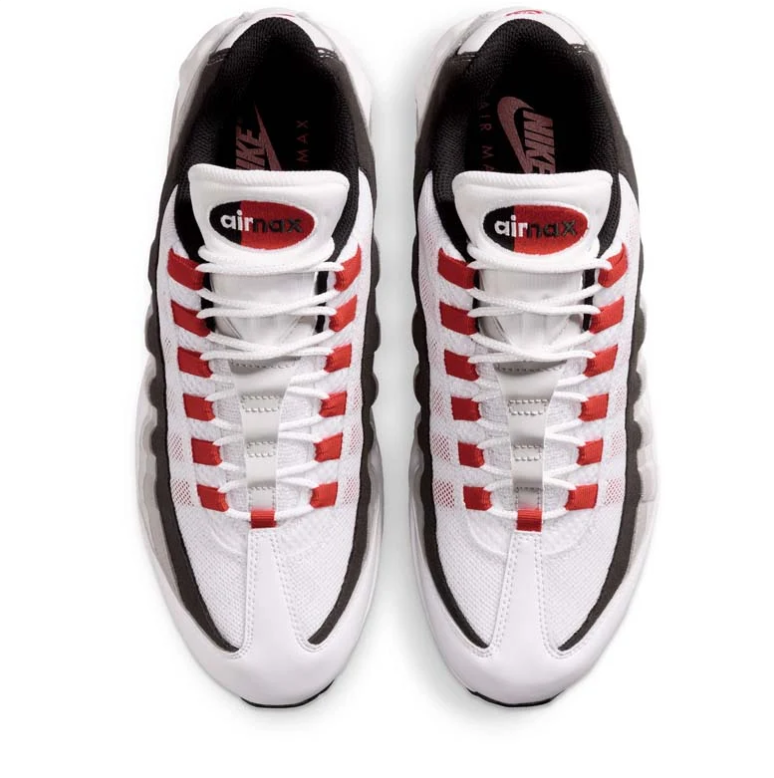 Nike Air Max 95 Sneakers - White, Gray and Black with Red Accents