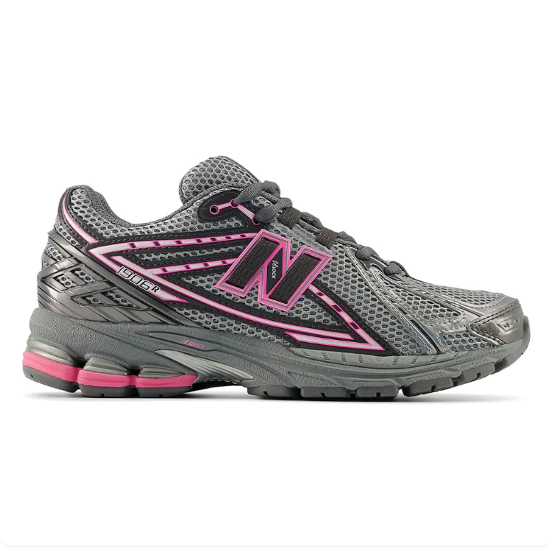 New Balance 1906R Sneakers - Gray and Black with Pink Accents