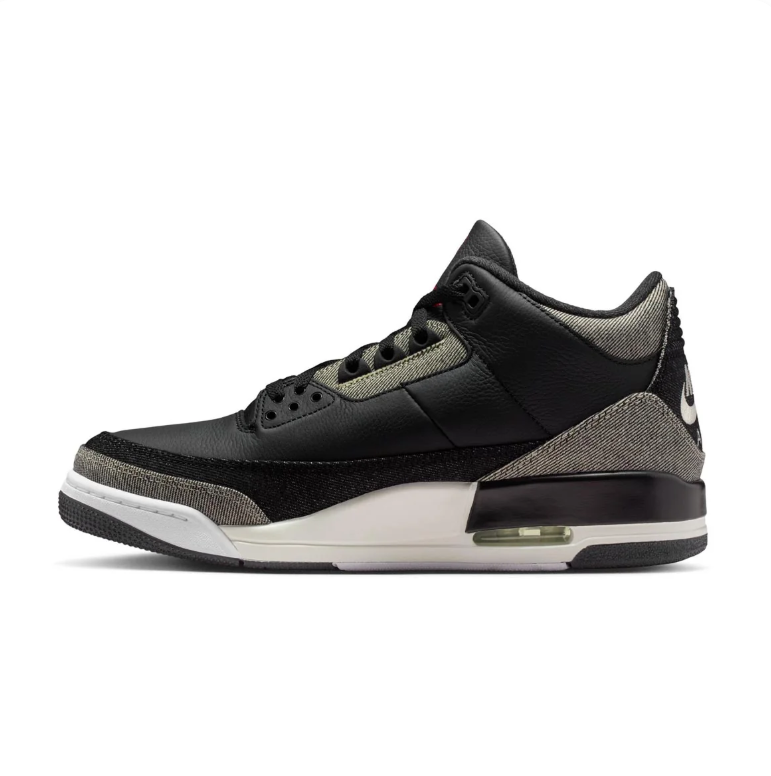 Air Jordan 3 Sneakers - Black and Gray with Red Accents