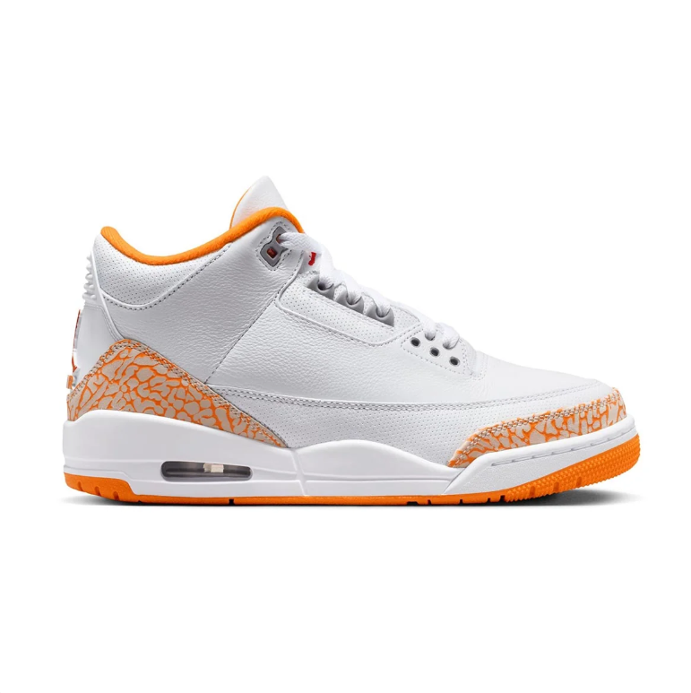 Air Jordan 3 Sneakers - White with Orange Elephant-Print Accents