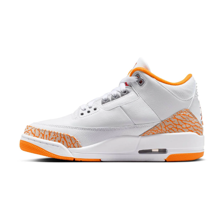 Air Jordan 3 Sneakers - White with Orange Elephant-Print Accents